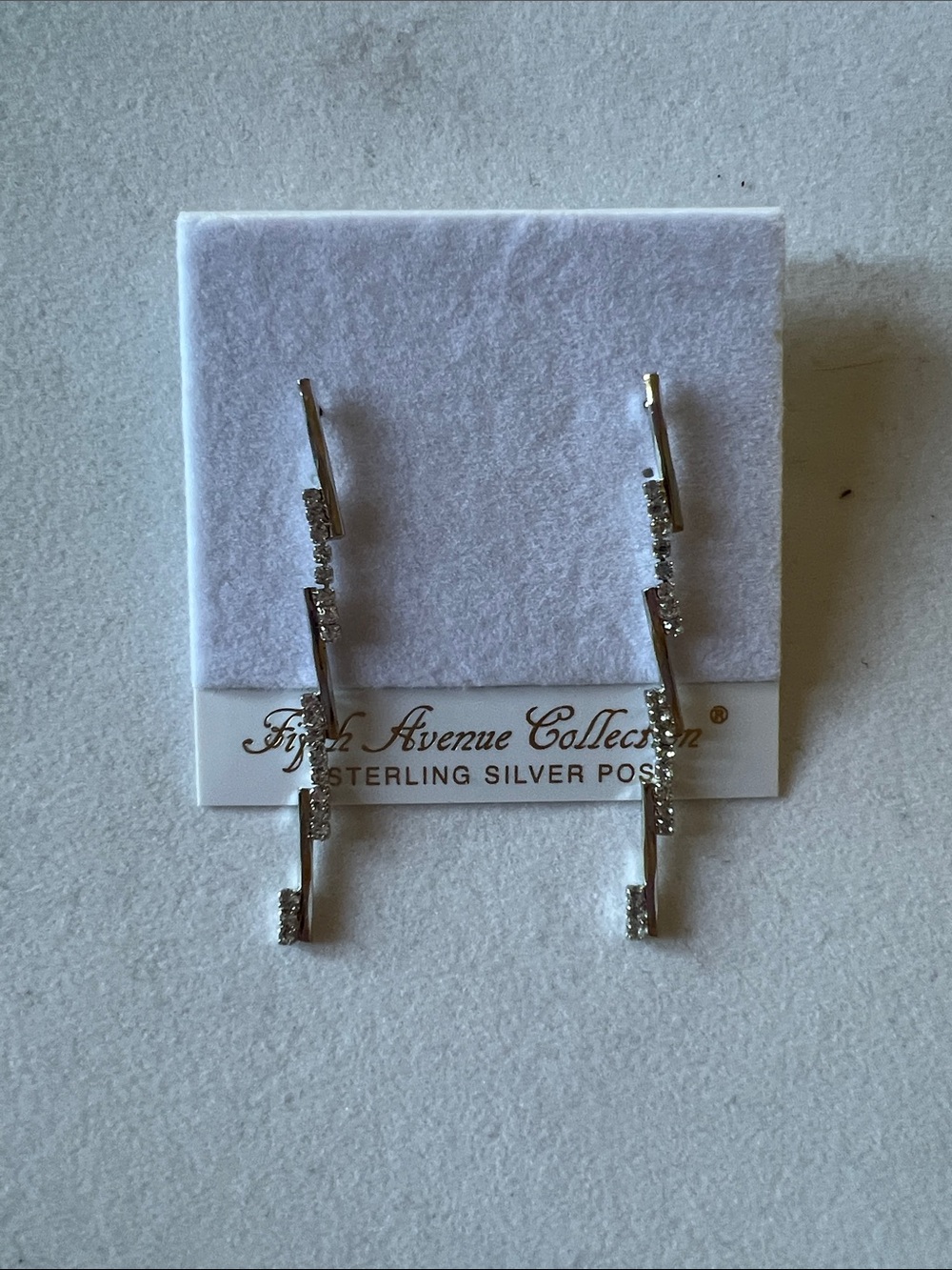 Silver and Crystal Linear Drop Earrings